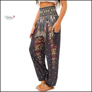 High Waist Harem Yoga Pants with Pockets, Loose Fit Boho Style